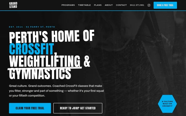 Grandstand CrossFit website homepage